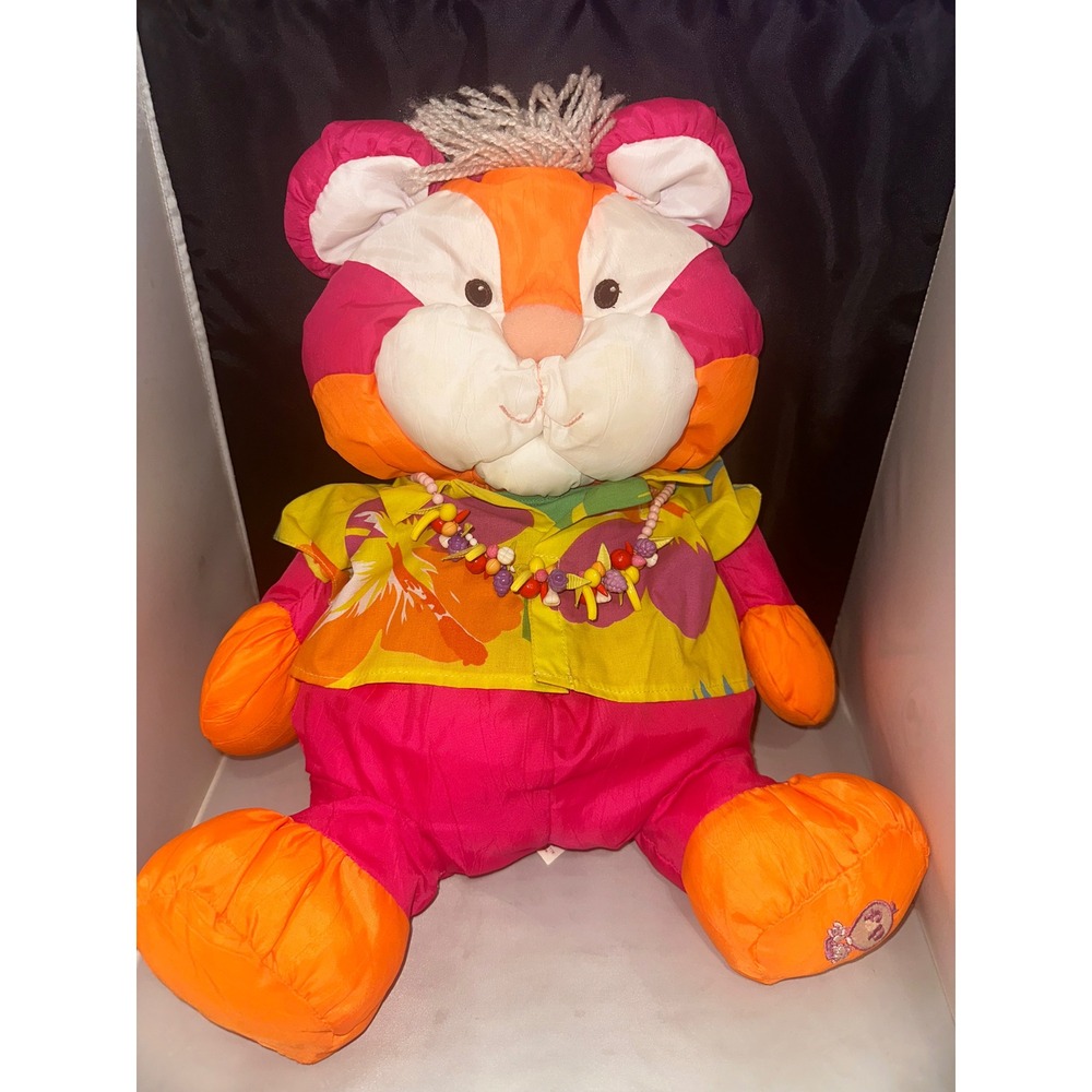 Vintage 1987 Fisher Price Puffalump Cat Pink Orange Hawaiian Shirt Plush 8057